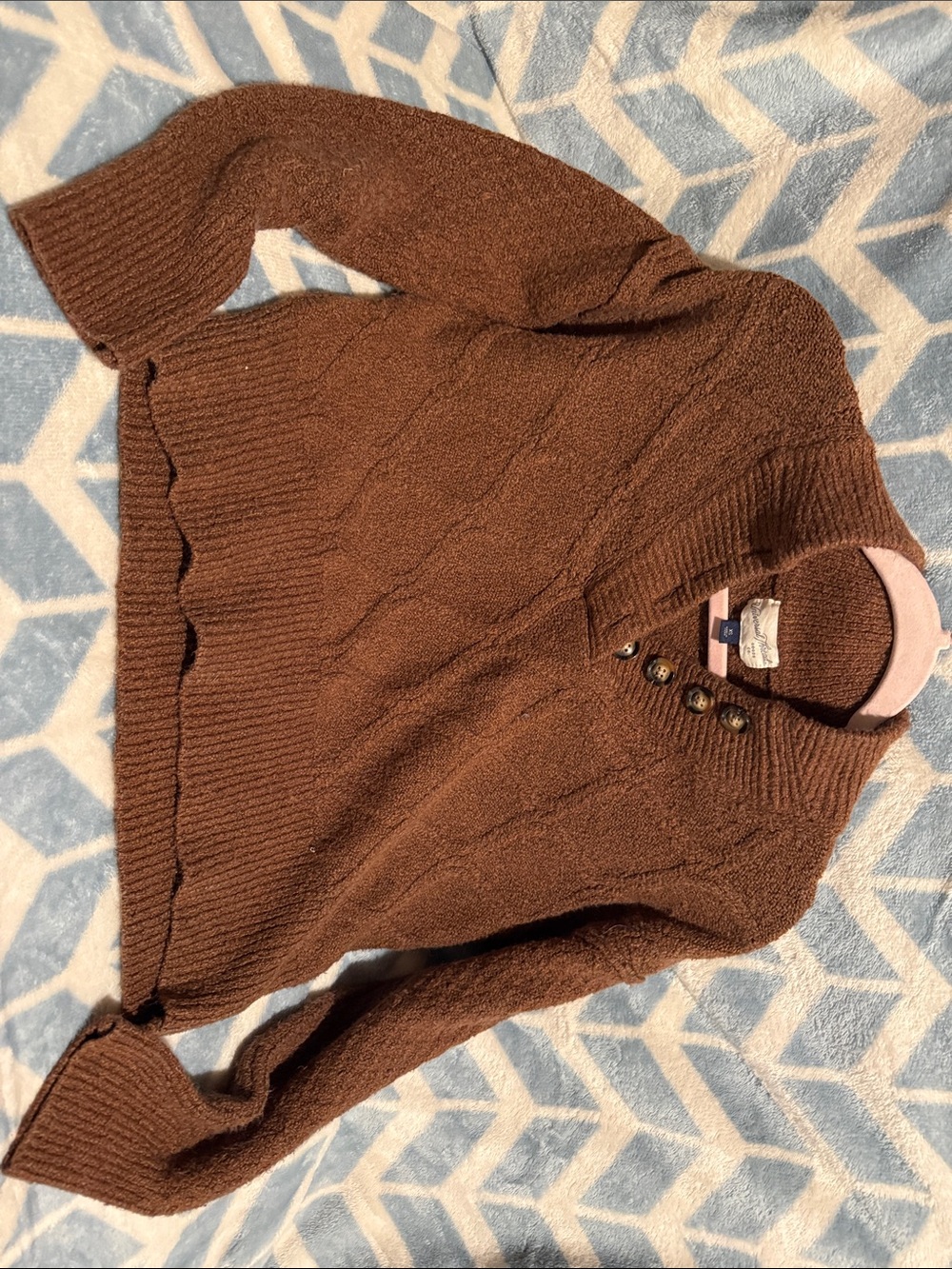 Universal Thread Brown Button-Placket Sweater